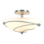 Hubbardton Forge Leaf 2 Light 14" Wide Semi-Flush Bowl Ceiling Fixture Vintage Platinum / Opal