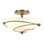 Hubbardton Forge Leaf 2 Light 14" Wide Semi-Flush Bowl Ceiling Fixture Soft Gold / Opal
