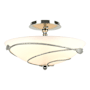 Hubbardton Forge Leaf 2 Light 14" Wide Semi-Flush Bowl Ceiling Fixture Sterling / Opal