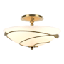 Hubbardton Forge Leaf 2 Light 14" Wide Semi-Flush Bowl Ceiling Fixture Modern Brass / Opal