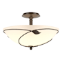 Hubbardton Forge Leaf 3 Light 16" Wide Semi-Flush Bowl Ceiling Fixture Bronze / Opal