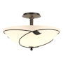 Hubbardton Forge Leaf 3 Light 16" Wide Semi-Flush Bowl Ceiling Fixture Dark Smoke / Opal