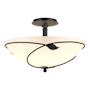Hubbardton Forge Leaf 3 Light 16" Wide Semi-Flush Bowl Ceiling Fixture Black / Opal