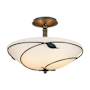 Hubbardton Forge Leaf 3 Light 16" Wide Semi-Flush Bowl Ceiling Fixture Natural Iron / Opal