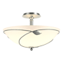 Hubbardton Forge Leaf 3 Light 16" Wide Semi-Flush Bowl Ceiling Fixture Vintage Platinum / Opal