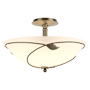 Hubbardton Forge Leaf 3 Light 16" Wide Semi-Flush Bowl Ceiling Fixture Soft Gold / Opal
