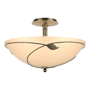 Hubbardton Forge Leaf 3 Light 16" Wide Semi-Flush Bowl Ceiling Fixture Soft Gold / Sand