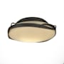 Hubbardton Forge Flora 2 Light 14" Wide Flush Mount Bowl Ceiling Fixture with Customizable Glass Shade Natural Iron / Opal