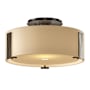 Hubbardton Forge Impressions 12" Wide Semi-Flush Drum Ceiling Fixture Bronze / Opal