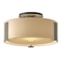 Hubbardton Forge Impressions 12" Wide Semi-Flush Drum Ceiling Fixture Natural Iron / Opal