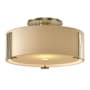 Hubbardton Forge Impressions 12" Wide Semi-Flush Drum Ceiling Fixture Soft Gold / Opal