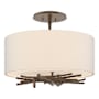 Hubbardton Forge Brindille 3 Light 15" Wide Semi-Flush Drum Ceiling Fixture Bronze / Flax