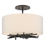 Hubbardton Forge Brindille 3 Light 15" Wide Semi-Flush Drum Ceiling Fixture Black / Flax