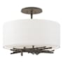 Hubbardton Forge Brindille 3 Light 15" Wide Semi-Flush Drum Ceiling Fixture Natural Iron / Natural Anna