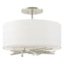 Hubbardton Forge Brindille 3 Light 15" Wide Semi-Flush Drum Ceiling Fixture Vintage Platinum / Natural Anna