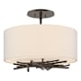 Hubbardton Forge Brindille 3 Light 15" Wide Semi-Flush Drum Ceiling Fixture Oil Rubbed Bronze / Beige