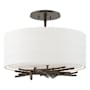 Hubbardton Forge Brindille 3 Light 15" Wide Semi-Flush Drum Ceiling Fixture Oil Rubbed Bronze / White