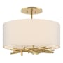 Hubbardton Forge Brindille 3 Light 15" Wide Semi-Flush Drum Ceiling Fixture Modern Brass / Beige