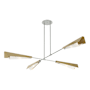Hubbardton Forge Vertex 4 Light 92" Wide Linear Pendant Vintage Platinum / Modern Brass / White