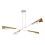 Hubbardton Forge Vertex 4 Light 92" Wide Linear Pendant Sterling / Modern Brass / White