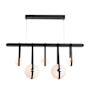 Hubbardton Forge Derby 52" Wide LED Linear Chandelier Polished Nickel / Black / Black Wood / Opal