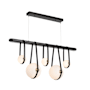 Hubbardton Forge Derby 52" Wide LED Linear Chandelier Antique Brass / Black / Black Wood / Opal