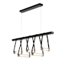 Hubbardton Forge York 52" Wide LED Linear Chandelier Black Wood / Polished Nickel / Clear
