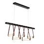 Hubbardton Forge York 52" Wide LED Linear Chandelier Antique Brass / British Brown / Black Wood / Clear
