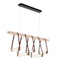 Hubbardton Forge York 52" Wide LED Linear Chandelier Antique Brass / British Brown / Maple Wood / Clear