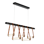 Hubbardton Forge York 52" Wide LED Linear Chandelier Antique Brass / Chestnut / Black Wood / Clear