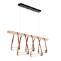 Hubbardton Forge York 52" Wide LED Linear Chandelier Antique Brass / Chestnut / Maple Wood / Clear