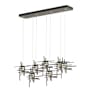 Hubbardton Forge Tura 7 Light 54" Wide Linear Pendant Natural Iron / Clear