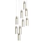 Hubbardton Forge Exos Glass 9 Light 21" Wide Suspension Multi Light Pendant Soft Gold / Clear