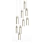 Hubbardton Forge Exos Glass 9 Light 21" Wide Suspension Multi Light Pendant Modern Brass / Clear
