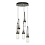 Hubbardton Forge Link 5 Light 13" Wide Multi Light Pendant Dark Smoke / Clear