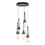 Hubbardton Forge Link 5 Light 13" Wide Multi Light Pendant Natural Iron / Clear