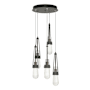 Hubbardton Forge Link 5 Light 13" Wide Multi Light Pendant Natural Iron / Clear