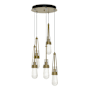 Hubbardton Forge Link 5 Light 13" Wide Multi Light Pendant Soft Gold / Clear