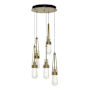 Hubbardton Forge Link 5 Light 13" Wide Multi Light Pendant Soft Gold / Clear