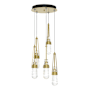 Hubbardton Forge Link 5 Light 13" Wide Multi Light Pendant Modern Brass / Clear / White