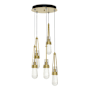Hubbardton Forge Link 5 Light 13" Wide Multi Light Pendant Modern Brass / Clear