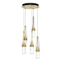 Hubbardton Forge Link 5 Light 13" Wide Multi Light Pendant Modern Brass / Clear / White