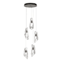 Hubbardton Forge Luma 5 Light 15" Wide Crystal Multi Light Pendant Dark Smoke / Clear
