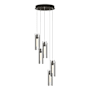 Hubbardton Forge Exos Glass 5 Light 14" Wide Suspension Multi Light Pendant Dark Smoke / Clear