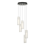 Hubbardton Forge Exos Glass 5 Light 14" Wide Suspension Multi Light Pendant Sterling / Opal