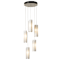 Hubbardton Forge Exos Glass 5 Light 14" Wide Suspension Multi Light Pendant Modern Brass