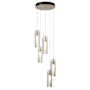 Hubbardton Forge Exos Glass 5 Light 14" Wide Suspension Multi Light Pendant Modern Brass / Clear