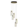 Hubbardton Forge Exos Glass 5 Light 14" Wide Suspension Multi Light Pendant Modern Brass / Clear