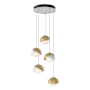 Hubbardton Forge Brooklyn 5 Light 16" Wide Suspension Multi Light Pendant White / Modern Brass / Opal
