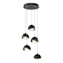 Hubbardton Forge Brooklyn 5 Light 16" Wide Suspension Multi Light Pendant Bronze / Black / Opal